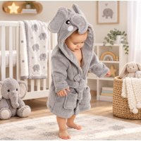 18C632: Baby Novelty Elephant Dressing Gown (0-6 Months)